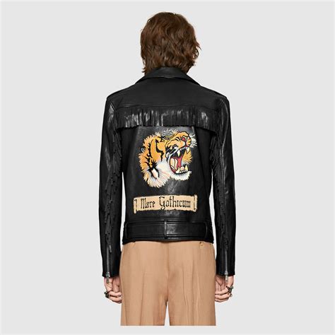 xxl gucci men jacket|Gucci tiger leather jacket.